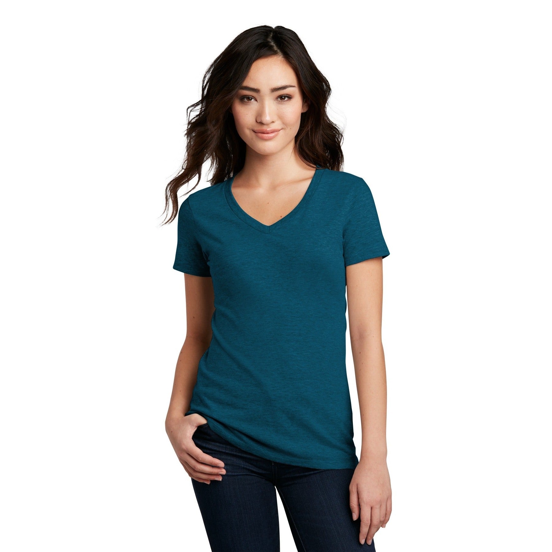 District-District® Women's Perfect Blend® CVC V-Neck Tee. DM1190L-MedTech-5